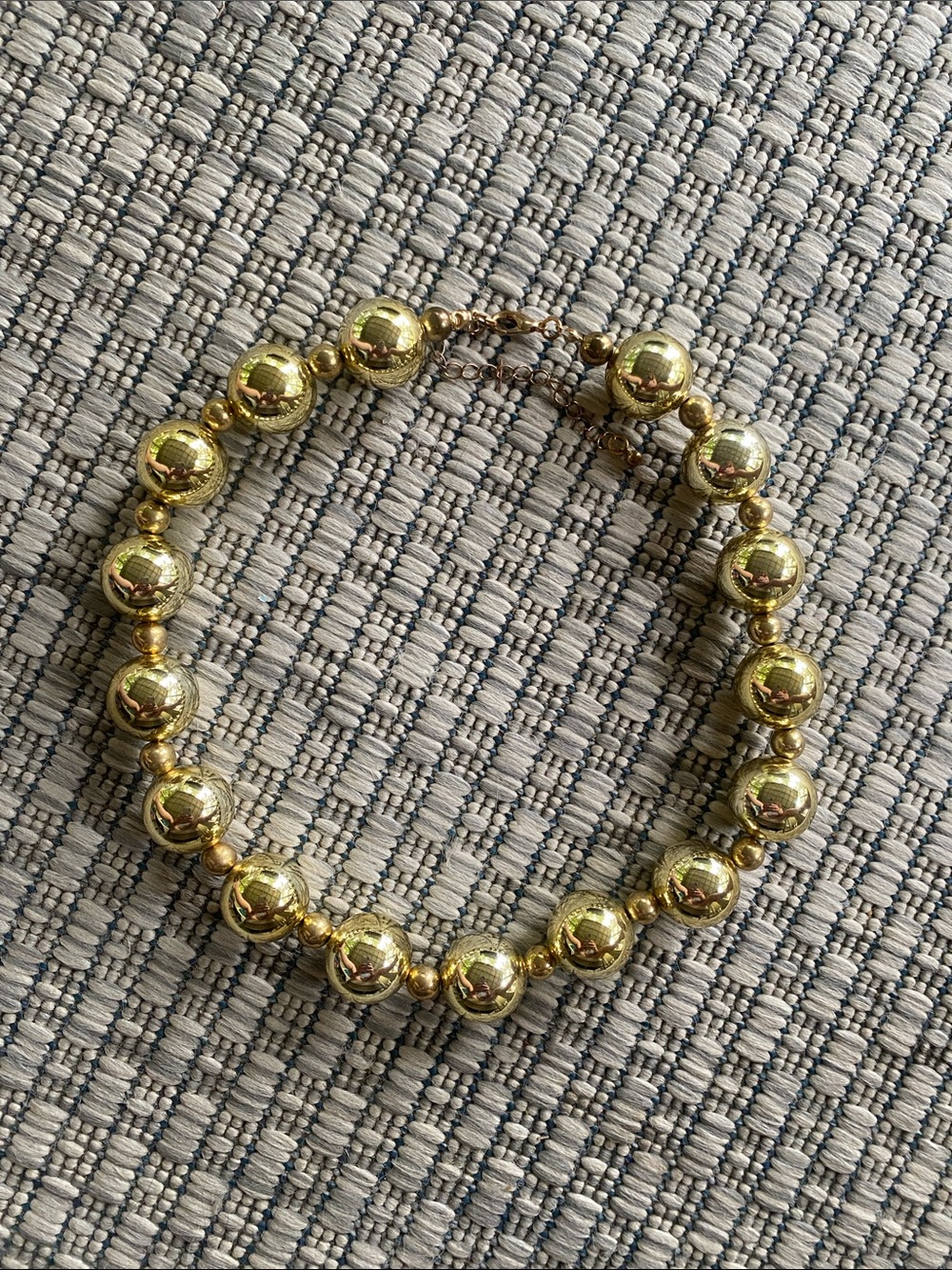 Gold big ball light weight Beaded Necklace - Polished Gold Spheres